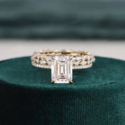 2.50 CT Emerald Cut Solitaire Style Moissanite Bridal Wedding Ring Set Mapple Gems